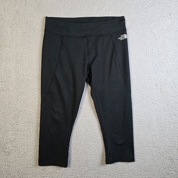 The North Face Womens Leggings M Black Capri Athletic Yoga Stretch Workout Logo - Picture 16 of 16